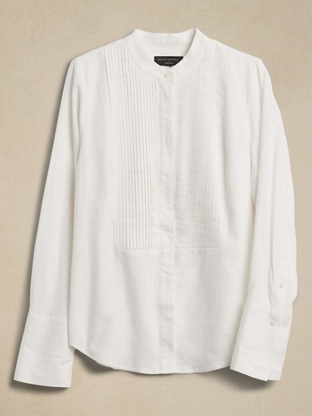 NWT Banana Republic Cream Linen Blend Tuxedo Shirt Size M - Picture 2 of 9